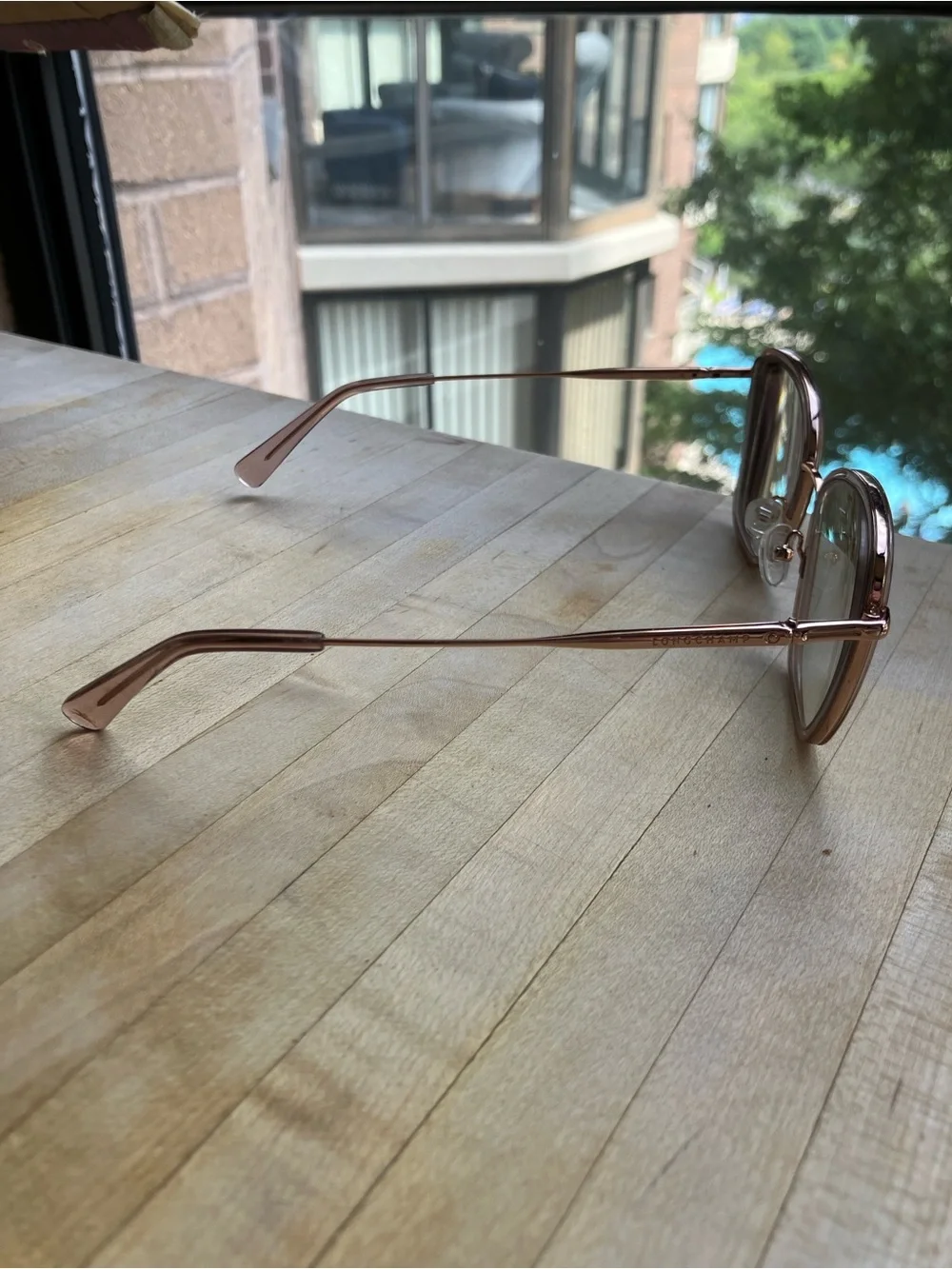 Longchamp Rose Gold Cat-Eye Metal Frame Glasses